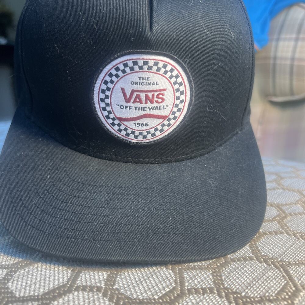 VANS The Original "Off The Wall" 1966 Black Snapback Hat Patch Logo